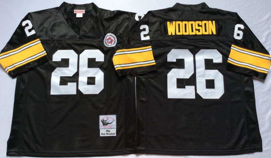 Men NFL Pittsburgh Steelers #26 Woodson black Mitchell Ness jerseys->pittsburgh steelers->NFL Jersey